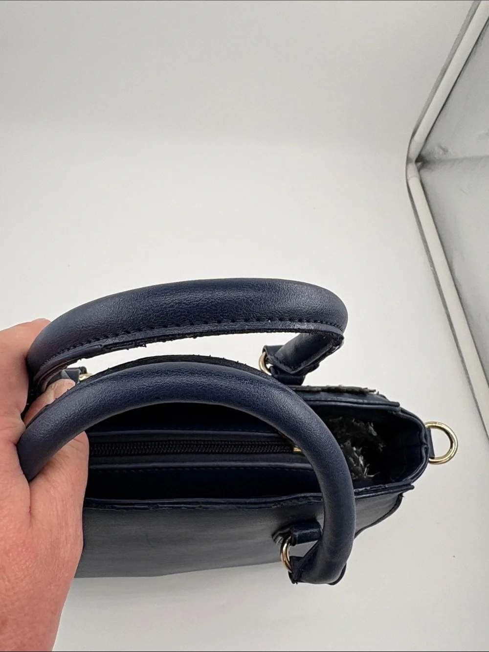 axes femme Navy Satchel with Gold Accents no strap